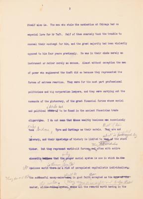 Lot #32 Theodore Roosevelt Signed and Hand-Edited Manuscript: "The Progressive Party; A movement to relate Democratic Government to the economic and social needs of a Democracy" - Image 4