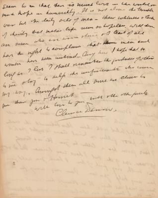 Lot #144 Clarence Darrow Autograph Letter Signed: "I am very sorry for the men on trial out there" - Image 2