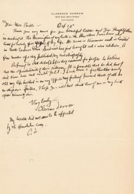 Lot #145 Clarence Darrow Autograph Letter Signed - Image 1
