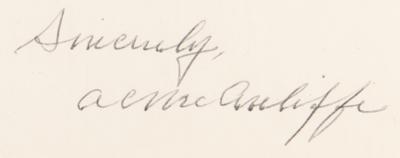Lot #338 Anthony C. McAuliffe Autograph Letter Signed: "I replied 'Nuts' because I thought he was bluffing...I was right" - Image 2