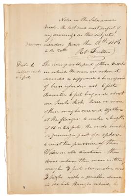 Lot #183 Robert Fulton Autograph Manuscript Signed on Submarine Construction and Warfare - Image 5