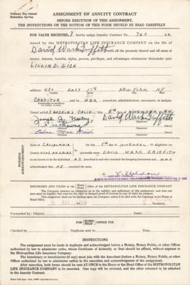 Lot #755 D. W. Griffith Twice-Signed Document