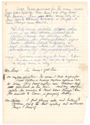 Lot #765 Robert Redford Handwritten Manuscript - An Introspection on Himself, Media, Drugs, Health, Acting, and More - Image 3