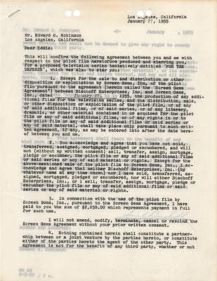 Lot #849 Edward G. Robinson Document Signed - Image 2