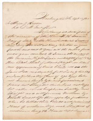 Lot #195 Lincoln Assassination: Original Manuscript Wanted Notice for Conspirator Lewis Powell - Image 1