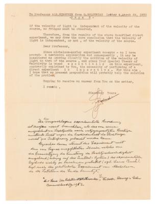 Lot #177 Albert Einstein Autograph Letter Signed on the Special Theory of Relativity - Image 2