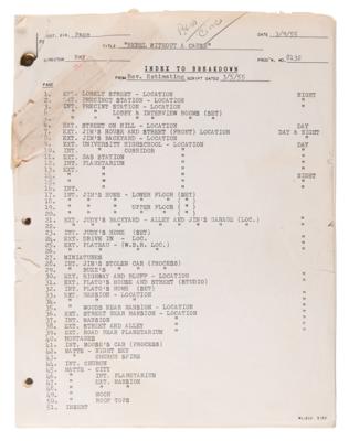 Lot #753 James Dean: Rebel Without a Cause 'Shooting Breakdown' Production Document - Image 1