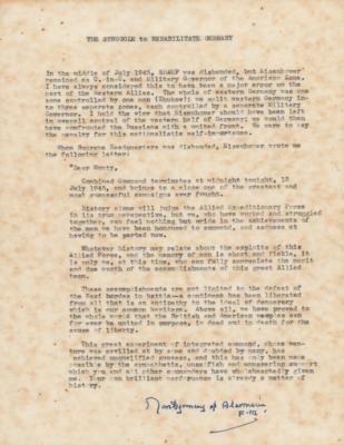 Lot #340 Montgomery of Alamein Signed Typescript of 'The Struggle to Rehabilitate Germany' - Image 1