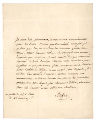 Lot #184 Georges-Louis Leclerc, Comte de Buffon Autograph Letter Signed - Image 1