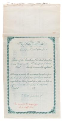 Lot #168 John D. Rockefeller, Henry Flagler, and Jabez A. Bostwick Signed Standard Oil Stock Certificate - Image 2