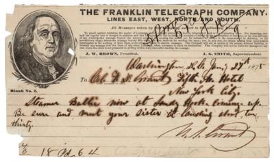 Lot #25 U. S. Grant Autograph Telegram Signed as President - Image 1
