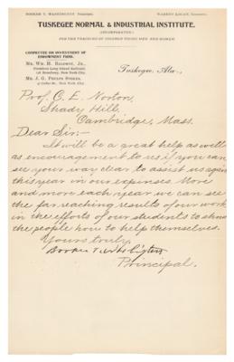 Lot #317 Booker T. Washington Letter Signed