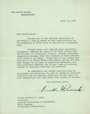 Lot #111 Franklin D. Roosevelt Typed Letter Signed as President on Anatomical Science - Image 1