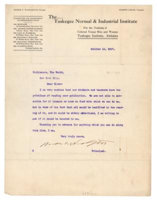 Lot #318 Booker T. Washington Typed Letter Signed