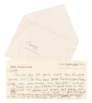 Lot #639 Beatles: George Harrison Autograph Letter Signed to His Retiring 'Friar Park' Gardener - "You were never any trouble – and we shall miss you!" - Image 2