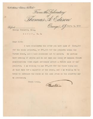 Lot #175 Thomas Edison Typed Letter Signed