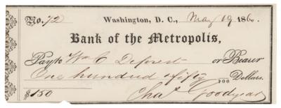 Lot #235 Charles Goodyear Signed Check - Image 1