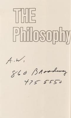 Lot #597 Andy Warhol Signed Book to Imelda Marcos - The Philosophy of Andy Warhol - Image 4
