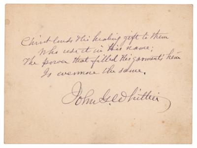 Lot #632 John Greenleaf Whittier Autograph Quotation Signed - Image 1