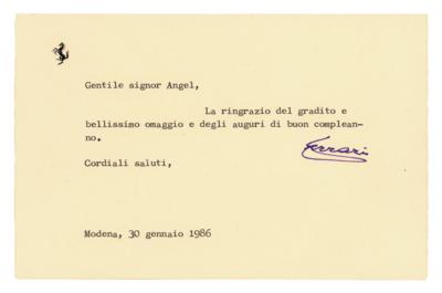 Lot #883 Enzo Ferrari Typed Letter Signed