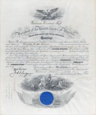 Lot #119 William H. Taft Document Signed as