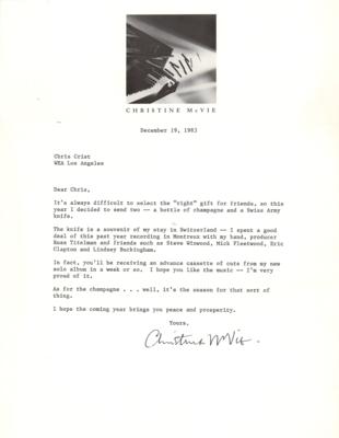 Lot #699 Fleetwood Mac: Christine McVie Typed Letter Signed - Image 1