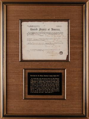 Lot #300 Seaman's Protection Certificate for an