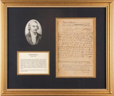 Lot #238 Benjamin Harrison V Revolutionary War-Dated Document Signed - Image 1