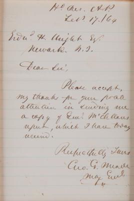 Lot #365 George G. Meade Civil War-Dated Autograph Letter Signed on "Genl. McClellan's Report" - Image 2