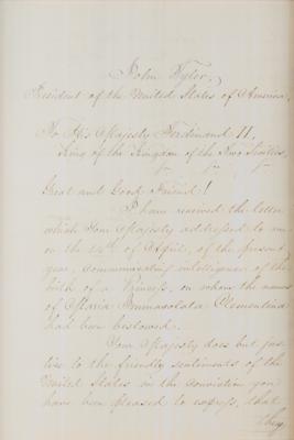 Lot #128 John Tyler Letter Signed as President on the "Birth of a Princess" - Image 2