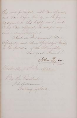 Lot #128 John Tyler Letter Signed as President on the "Birth of a Princess" - Image 3
