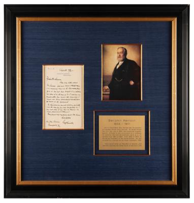 Lot #74 Benjamin Harrison Autograph Letter Signed