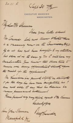 Lot #74 Benjamin Harrison Autograph Letter Signed as President on Army Appointments - Image 2