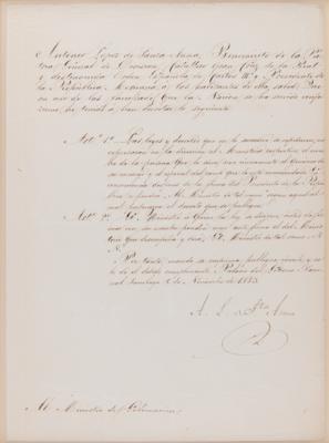 Lot #299 Antonio Lopez de Santa Anna Document Signed - Image 2