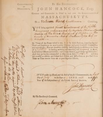 Lot #141 John Hancock Revolutionary-War Dated Signed Militia Commission - Image 2