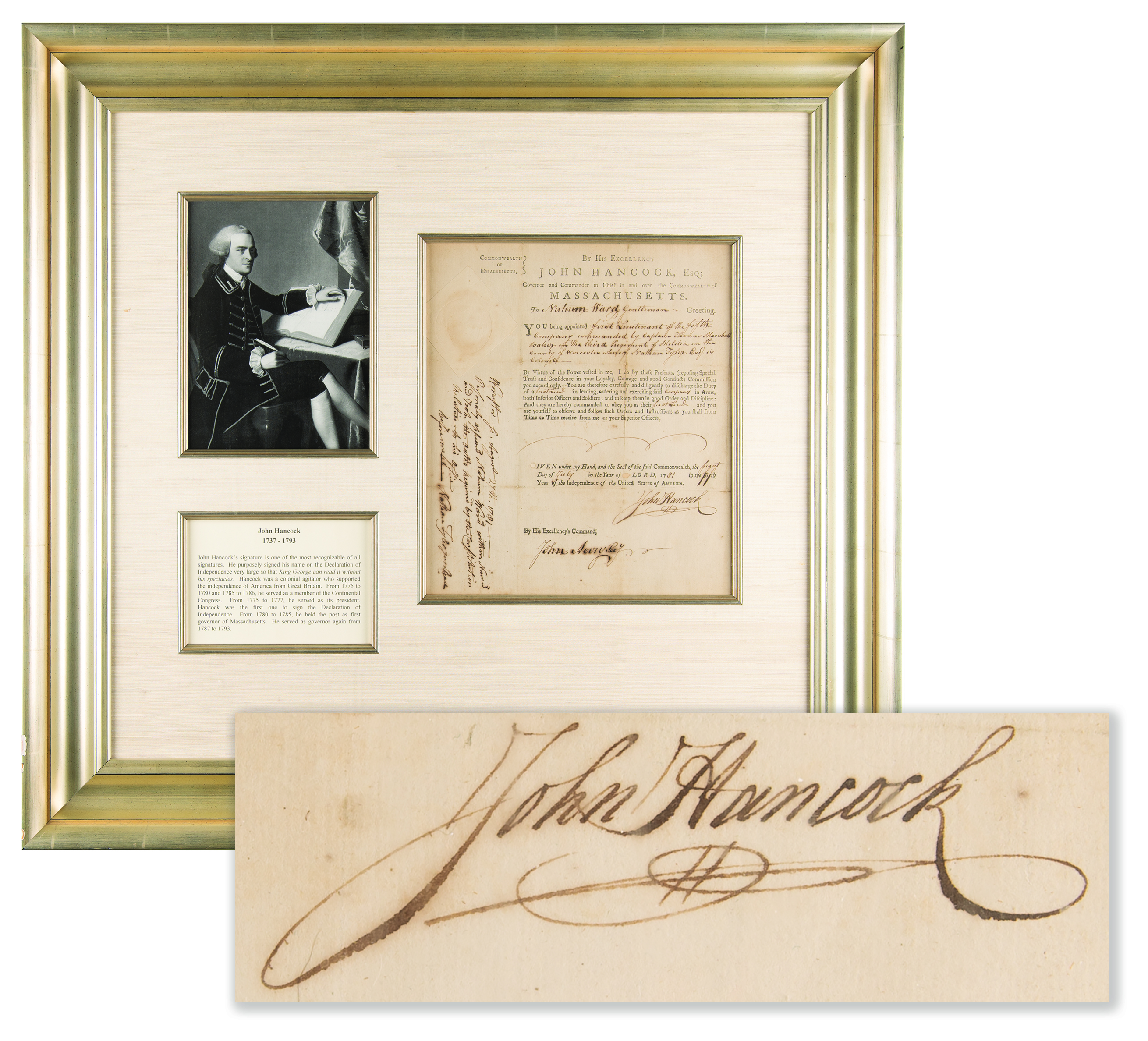 Lot #141 John Hancock Revolutionary-War Dated Signed Militia Commission - Image 1