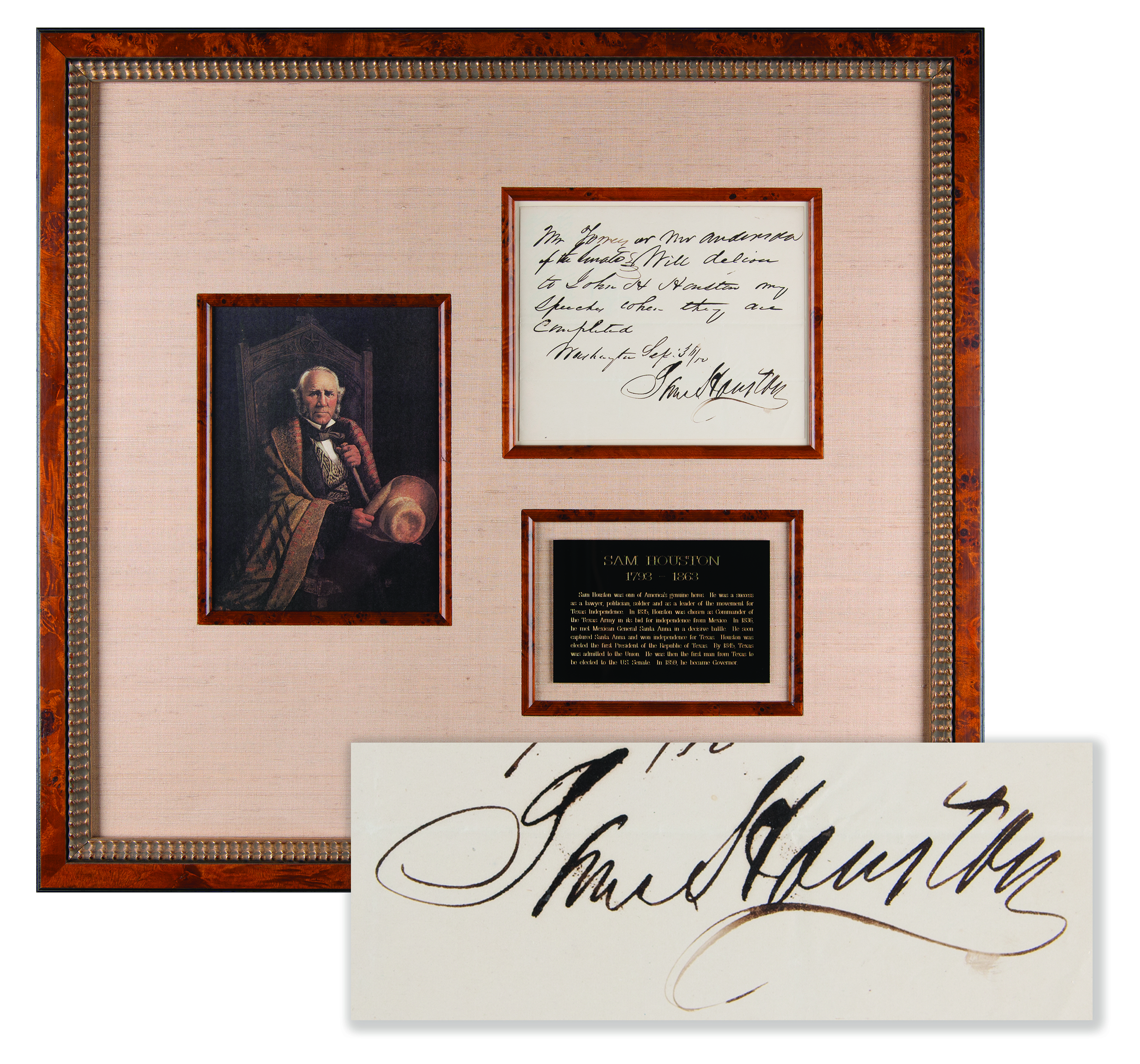 Lot #194 Sam Houston Autograph Letter Signed - Image 1