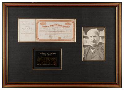 Lot #173 Thomas Edison Signed Stock Certificate for Edison Phonograph Works - Image 3