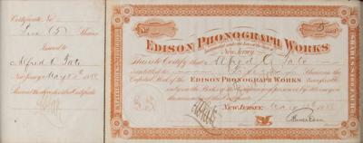 Lot #173 Thomas Edison Signed Stock Certificate for Edison Phonograph Works - Image 2