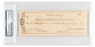 Lot #10 James Madison Signed Check as President - Image 1