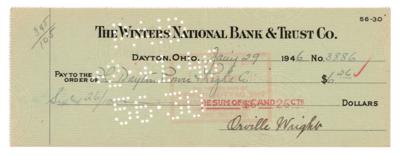 Lot #386 Orville Wright Signed Check