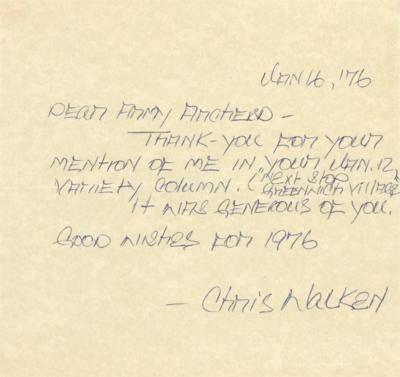Lot #867 Christopher Walken Autograph Letter