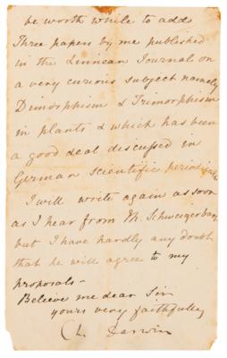 Lot #172 Charles Darwin Letter Signed on "the new English edition of The Origin" - Image 5