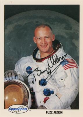 Lot #395 Buzz Aldrin Signed SpaceShots Trading Card - Image 1