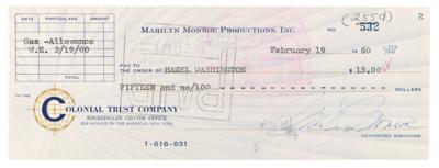 Lot #762 Marilyn Monroe Signed Check