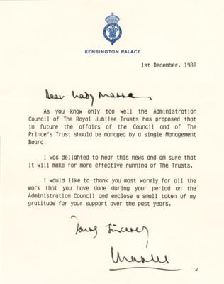Lot #250 King Charles III Typed Letter Signed