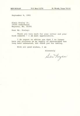 Lot #885 Ben Hogan Typed Letter Signed - Image 1