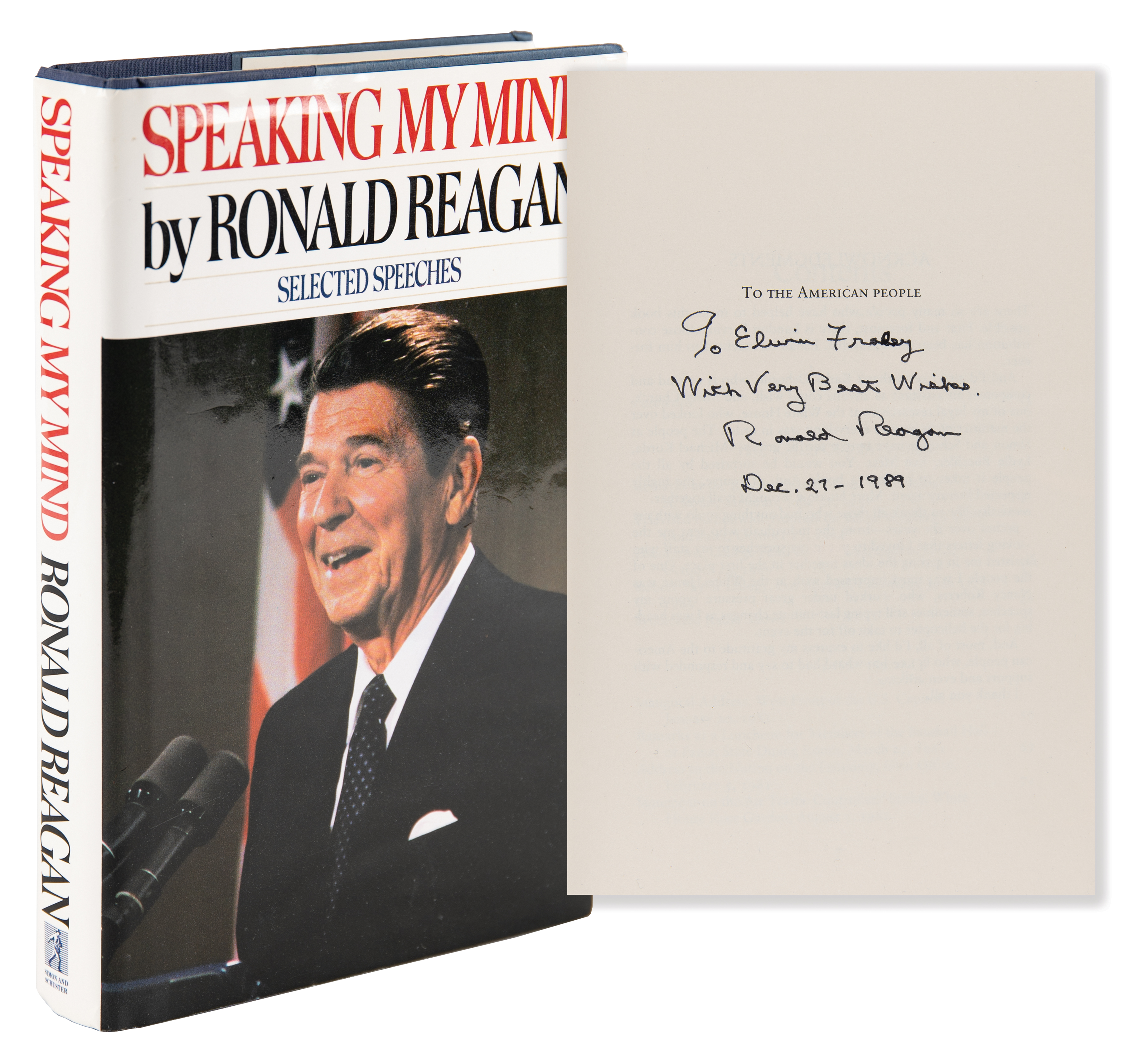 Lot #105 Ronald Reagan Signed Book - Speaking My Mind - Image 1