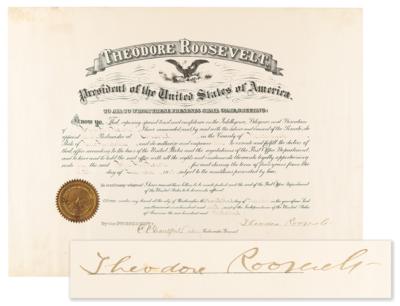 Lot #115 Theodore Roosevelt Document Signed as President - Image 2