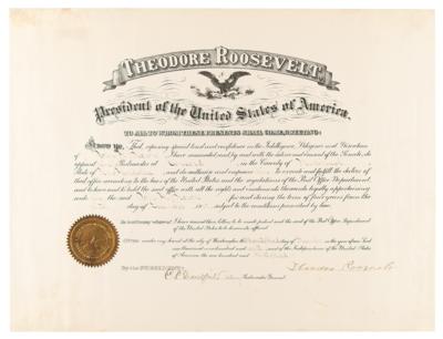 Lot #115 Theodore Roosevelt Document Signed as President - Image 1